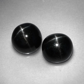 캐럿 천연 검정색 스타 디옵사이드 보석, 라운드 컷, 7.18 mm, 불투명체