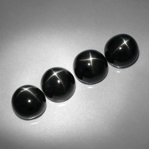 캐럿 천연 검정색 스타 디옵사이드 보석, 라운드 컷, 7.15 mm, 불투명체