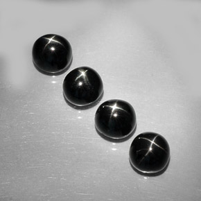 캐럿 천연 검정색 스타 디옵사이드 보석, 라운드 컷, 7.19 mm, 불투명체