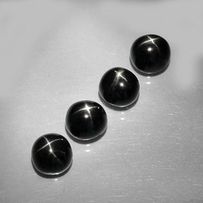 캐럿 천연 검정색 스타 디옵사이드 보석, 라운드 컷, 7.19 mm, 불투명체