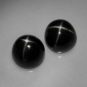 캐럿 천연 검정색 스타 디옵사이드 보석, 라운드 컷, 7.03 mm, 불투명체