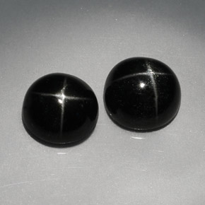 캐럿 천연 검정색 스타 디옵사이드 보석, 라운드 컷, 7.14 mm, 불투명체