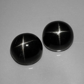 캐럿 천연 검정색 스타 디옵사이드 보석, 라운드 컷, 6.97 mm, 불투명체