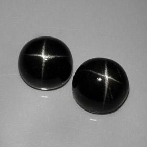 캐럿 천연 검정색 스타 디옵사이드 보석, 라운드 컷, 6.97 mm, 불투명체