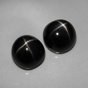 캐럿 천연 검정색 스타 디옵사이드 보석, 라운드 컷, 7.13 mm, 불투명체