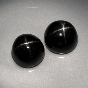 캐럿 천연 검정색 스타 디옵사이드 보석, 라운드 컷, 7.04 mm, 불투명체
