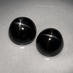 캐럿 천연 검정색 스타 디옵사이드 보석, 라운드 컷, 7.04 mm, 불투명체