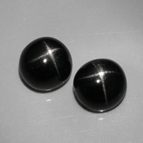 캐럿 천연 검정색 스타 디옵사이드 보석, 라운드 컷, 7.09 mm, 불투명체