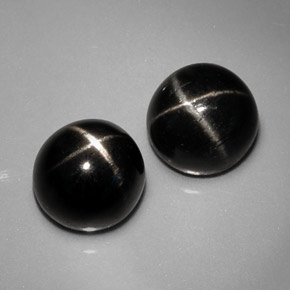 캐럿 천연 검정색 스타 디옵사이드 보석, 라운드 컷, 7.10 mm, 불투명체