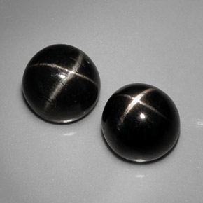 캐럿 천연 검정색 스타 디옵사이드 보석, 라운드 컷, 7.10 mm, 불투명체