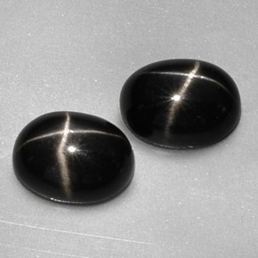 캐럿 천연 검정색 스타 디옵사이드 보석, 타원형 컷, 9.1×7 mm, 불투명체