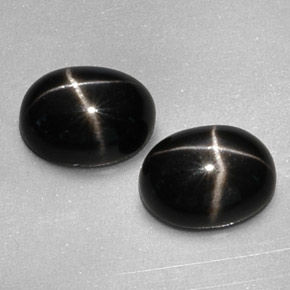 캐럿 천연 검정색 스타 디옵사이드 보석, 타원형 컷, 9.1×7 mm, 불투명체