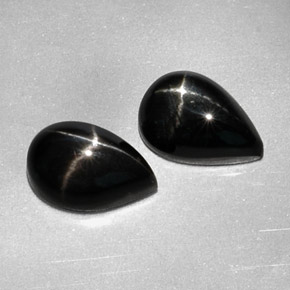 캐럿 천연 검정색 스타 디옵사이드 보석, 배 모양, 10×7 mm, 불투명체