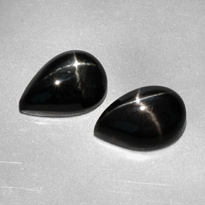 캐럿 천연 검정색 스타 디옵사이드 보석, 배 모양, 10×7 mm, 불투명체