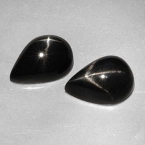 캐럿 천연 검정색 스타 디옵사이드 보석, 배 모양, 10.2×7.1 mm, 불투명체