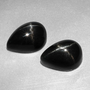 캐럿 천연 검정색 스타 디옵사이드 보석, 배 모양, 10.1×7.1 mm, 불투명체