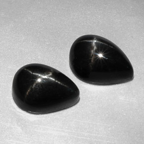 캐럿 천연 검정색 스타 디옵사이드 보석, 배 모양, 10.1×7.1 mm, 불투명체