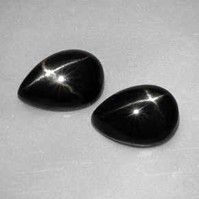 캐럿 천연 검정색 스타 디옵사이드 보석, 배 모양, 10×7.1 mm, 불투명체