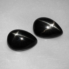캐럿 천연 검정색 스타 디옵사이드 보석, 배 모양, 10×7.1 mm, 불투명체
