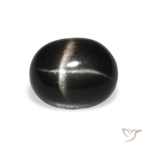 5.15ct 자연스러운 검은색 스타 디옵사이드, 타원형, 불투명체