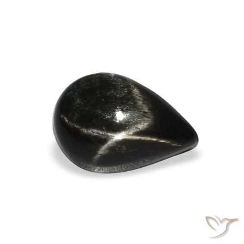 2.46ct 자연스러운 검은색 스타 디옵사이드, 배 모양, 불투명체