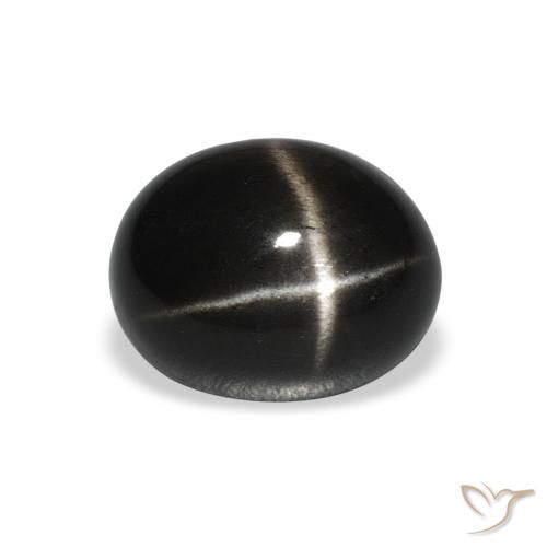 5.00ct 자연스러운 검은색 스타 디옵사이드, 타원형, 불투명체