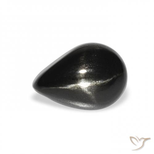 2.91ct 자연스러운 검은색 스타 디옵사이드, 배 모양, 불투명체