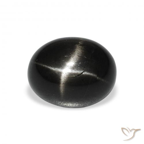5.71ct 자연스러운 검은색 스타 디옵사이드, 타원형, 불투명체