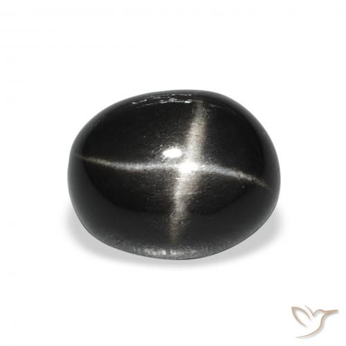4.92ct 자연스러운 검은색 스타 디옵사이드, 타원형, 불투명체