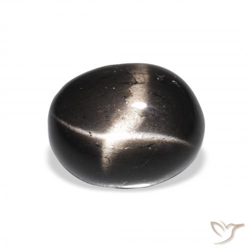 4.44ct 자연스러운 검은색 스타 디옵사이드, 타원형, 불투명체