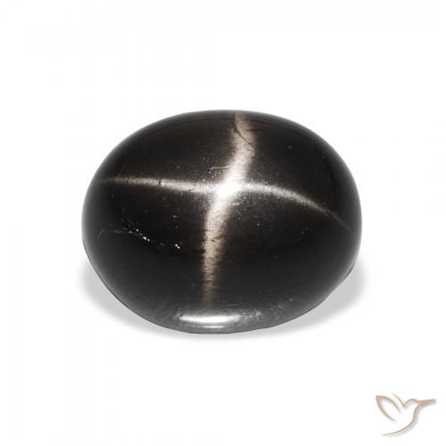 5.85ct 자연스러운 검은색 스타 디옵사이드, 타원형, 불투명체