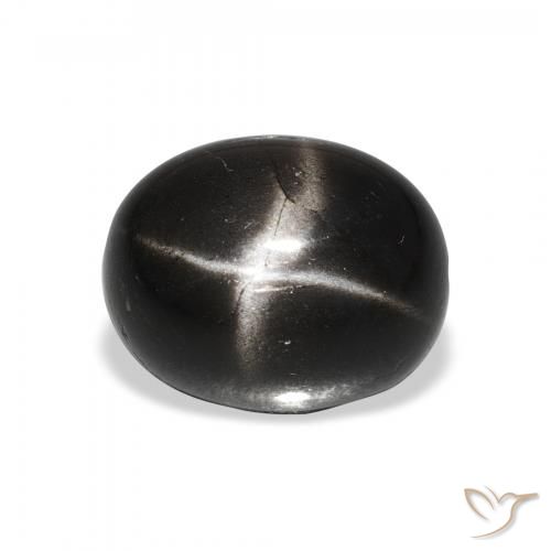 5.27ct 자연스러운 검은색 스타 디옵사이드, 타원형, 불투명체