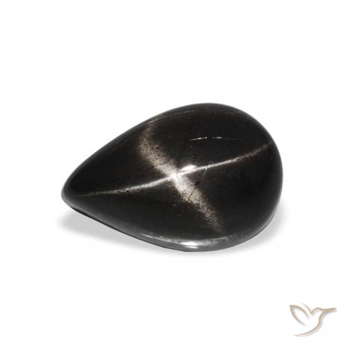 2.66ct 자연스러운 검은색 스타 디옵사이드, 배 모양, 불투명체