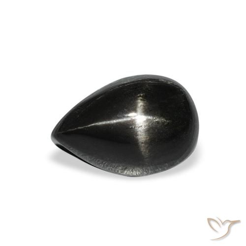 3.33ct 자연스러운 검은색 스타 디옵사이드, 배 모양, 불투명체