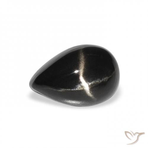 2.63ct 자연스러운 검은색 스타 디옵사이드, 배 모양, 불투명체