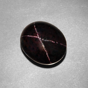 9.54캐럿 천연 붉은빛 블랙 스타 가넷, 타원형 컷, 12.8×10.7 mm, 불투명체