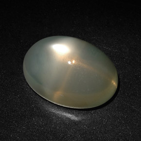 27.77캐럿 천연 크림 스타 문스톤, 투명한, 22.1×15.5 mm, 투명/반투명