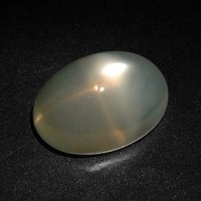 27.77캐럿 천연 크림 스타 문스톤, 투명한, 22.1×15.5 mm, 투명/반투명