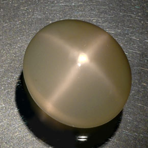 34.77캐럿 천연 크림 스타 문스톤, 투명한, 20.7×18.3 mm, 투명/반투명