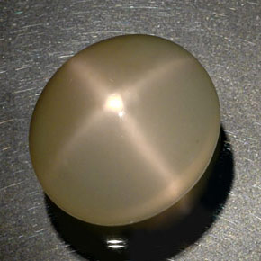 34.77캐럿 천연 크림 스타 문스톤, 투명한, 20.7×18.3 mm, 투명/반투명