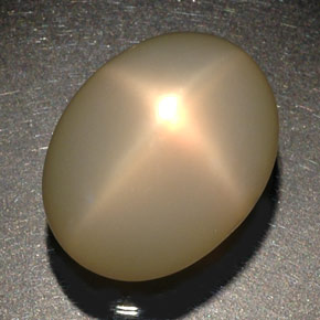 56.38캐럿 천연 크림 스타 문스톤, 투명한, 24.1×18.6 mm, 투명/반투명