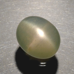 5.17캐럿 천연 그린 스타 문스톤, 투명한, 11.1×9.1 mm, 투명/반투명