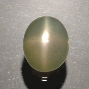 5.17캐럿 천연 그린 스타 문스톤, 투명한, 11.1×9.1 mm, 투명/반투명