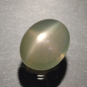 5.17캐럿 천연 그린 스타 문스톤, 투명한, 11.1×9.1 mm, 투명/반투명