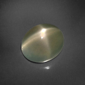 4.89캐럿 천연 옐로우 그린 스타 문스톤, 투명한, 11×9.2 mm, 투명/반투명