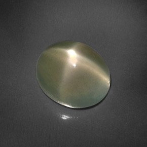 4.89캐럿 천연 옐로우 그린 스타 문스톤, 투명한, 11×9.2 mm, 투명/반투명
