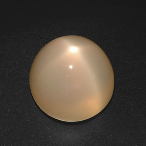 21.40캐럿 천연 오렌지 크림 스타 문스톤, 라운드 컷, 15.12 mm, 투명한