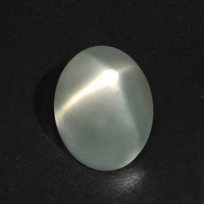 8.09캐럿 천연 라이트 그린 스타 문스톤, 타원형 컷, 11.2×10.1 mm, 투명한