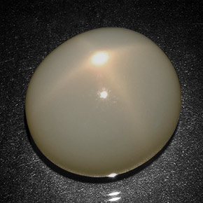 31.27캐럿 천연 크림 스타 문스톤, 타원형 컷, 18.7×17 mm, 투명한