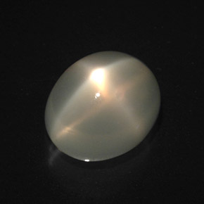 4.07캐럿 천연 크림 스타 문스톤, 타원형 컷, 10×8.4 mm, 투명한